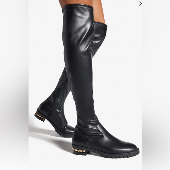 Bradana Tall Flat Boot Black Size 8 - Picture 1 of 5